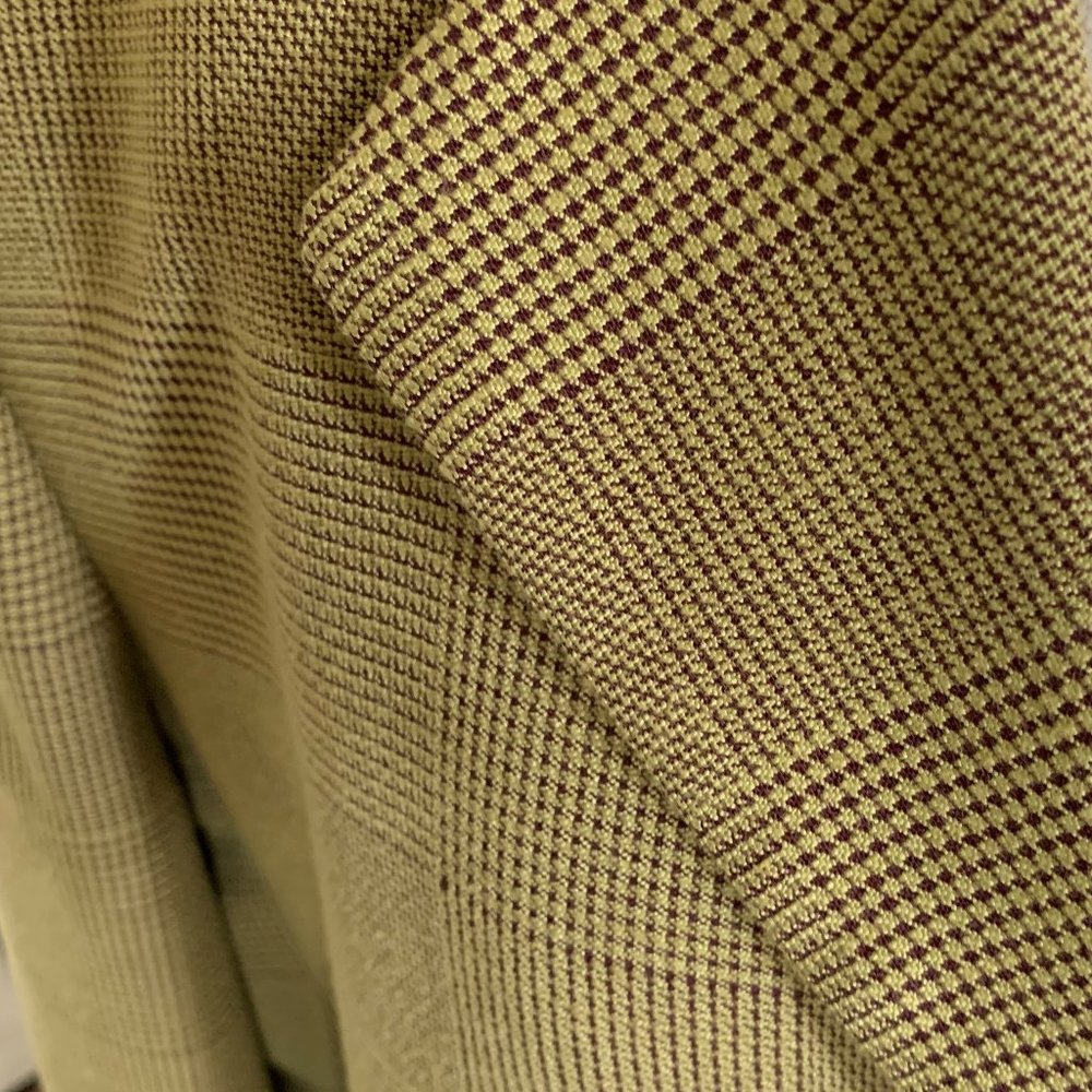 Linda Allard, Ellen Tracy Chartreuse Green Plaid Women's Blazer Jacket 12 - Picture 6 of 10